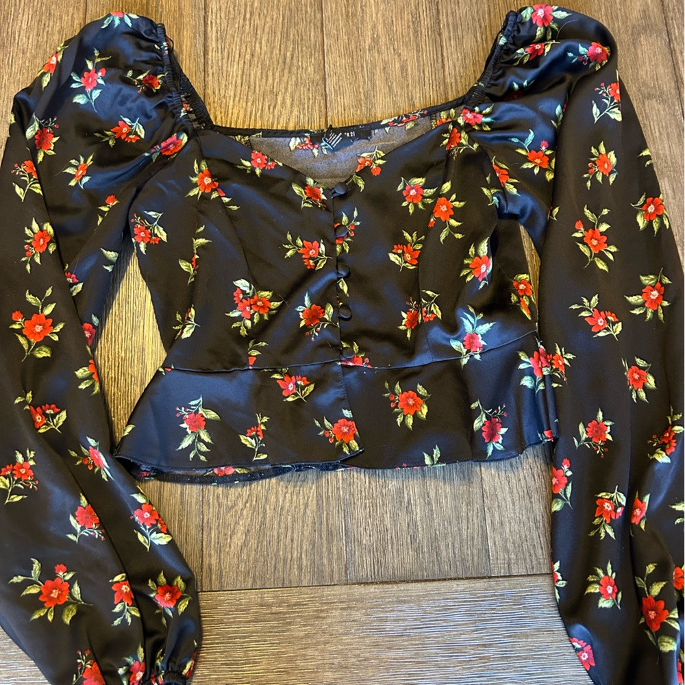 F21 wide neck blouse
